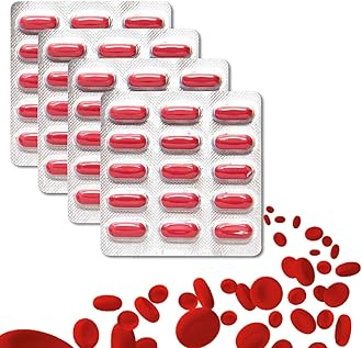 (Pack Of 4) 60 Tablets|Iron,Folic Acid Supplement,Vitamin C & Vitamin B12|Supports Blood Building,Immunity & Energy, 100 grams