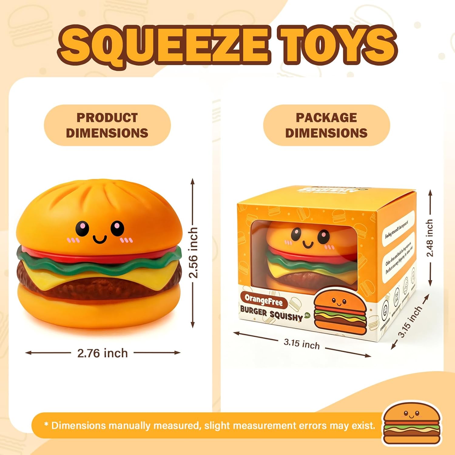 Burger Squishy, Slow Rebound Squeeze Toys with Cute Burger Design