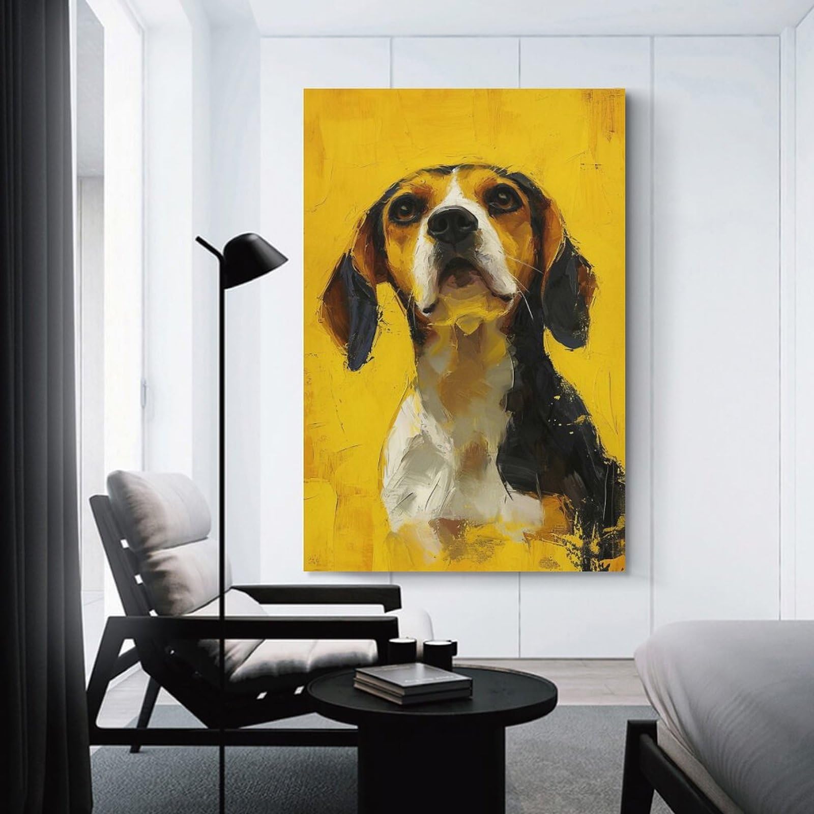Junmoney Beagles Glow Wall Picture Print, 16x24inch(40x60cm), for Flats, Guest Rooms Or Compact Rooms, Decorative Canvas Decor for Home Updates