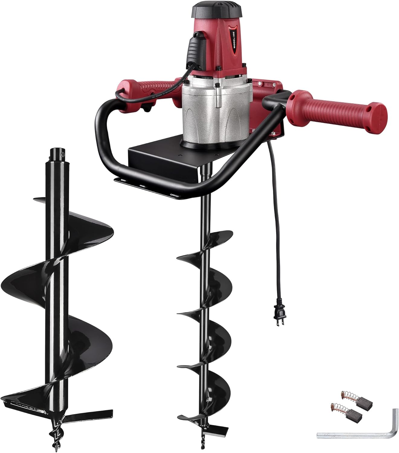 Yeshom Electric Auger Post Hole Digger with 6" and 12" Earth Auger Drill Bit for Planting 1500W 2HP Powerhead for Patio Umbrella Garden Fence Digging Tools