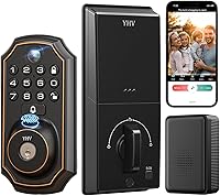 YhvSecurity Fingerprint Smart Deadbolt with Camera, WiFi App Remote Control, Keyless Entry Door Lock Auto Unlock