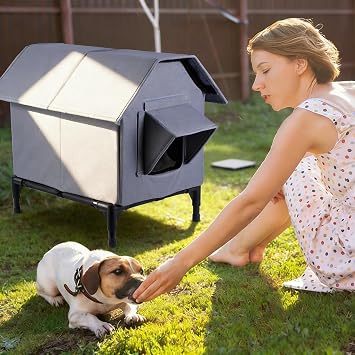 Cat House Waterproof, Elevated Insulated Weatherproof Outside Winter Pet House, Oxford Cloth Elevated Cat Shelter, Feral Cat Shelter for Garage, Porch, Park and Residential Area