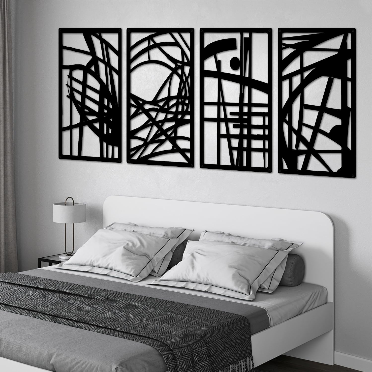 Amazon.com: Vofstand Black Metal Abstract Wall Art - Bedroom Wall Decor ...