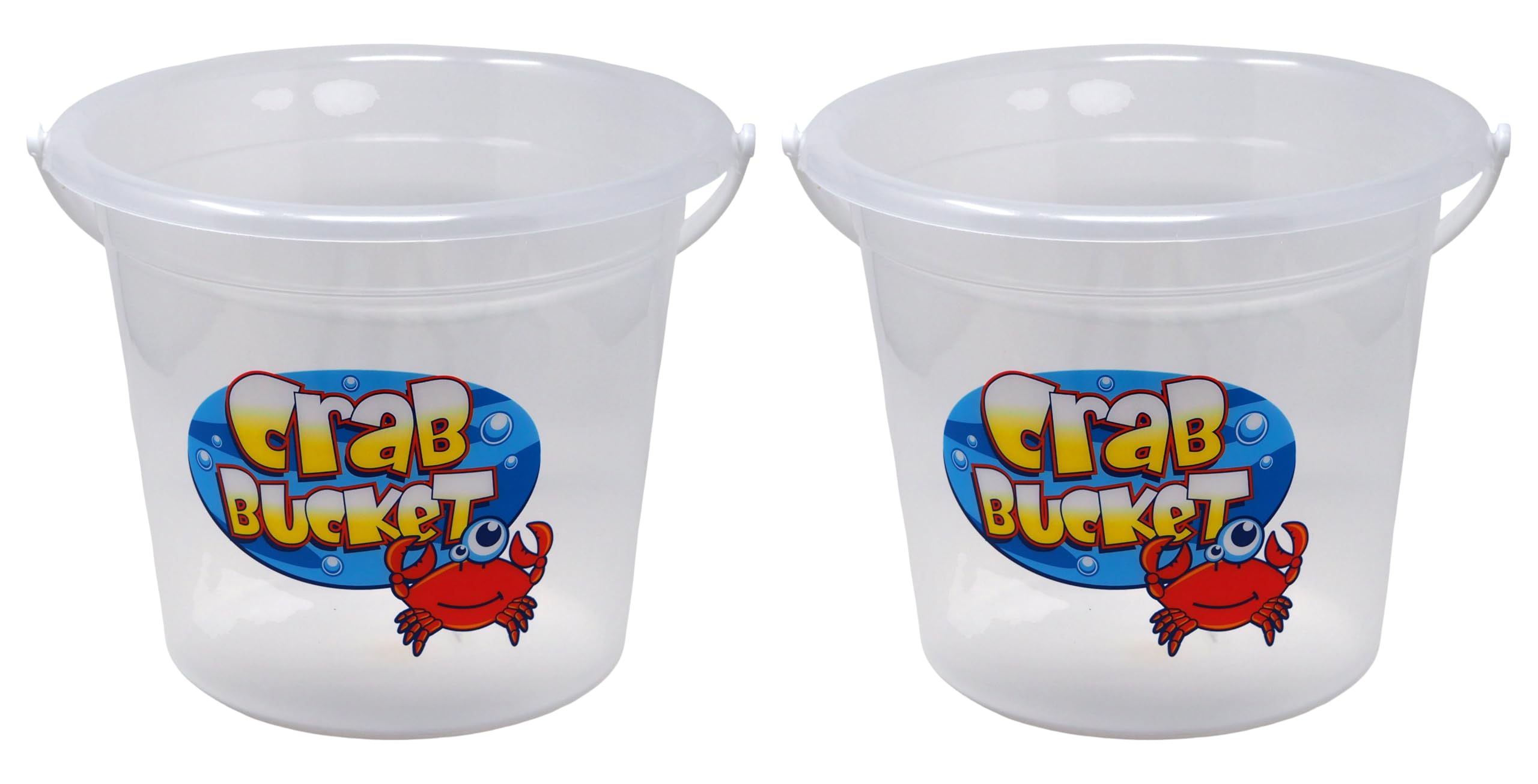 Blue Whale Gifts Large Plastic Crabbing Buckets for Kids with Cartoon Crab - Set of 2