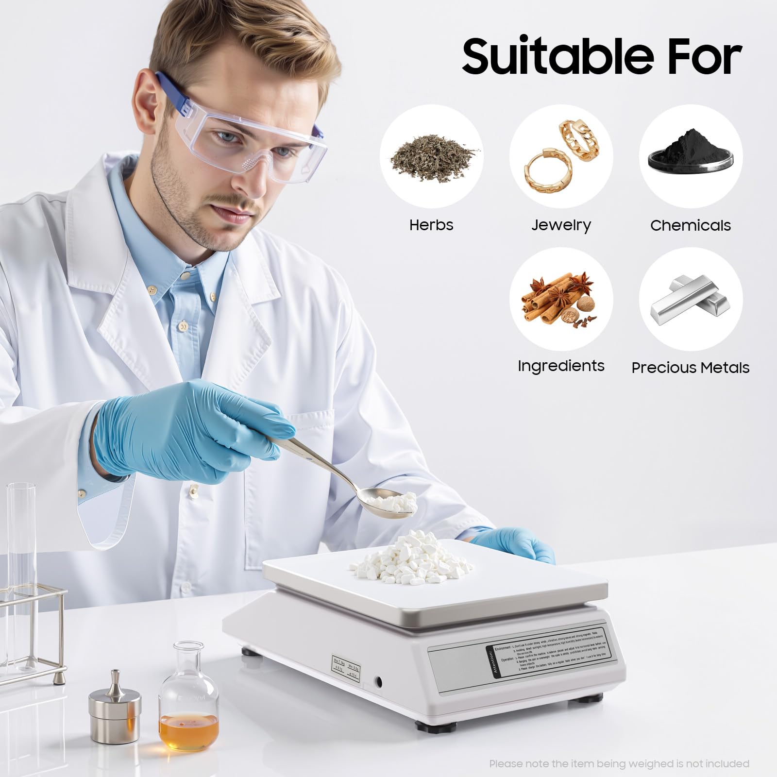 Bilancia di precisione per analisi ad alta precisione, da laboratorio, da laboratorio, da laboratorio, da cucina, calibrazione, 7500 g/0,1 g