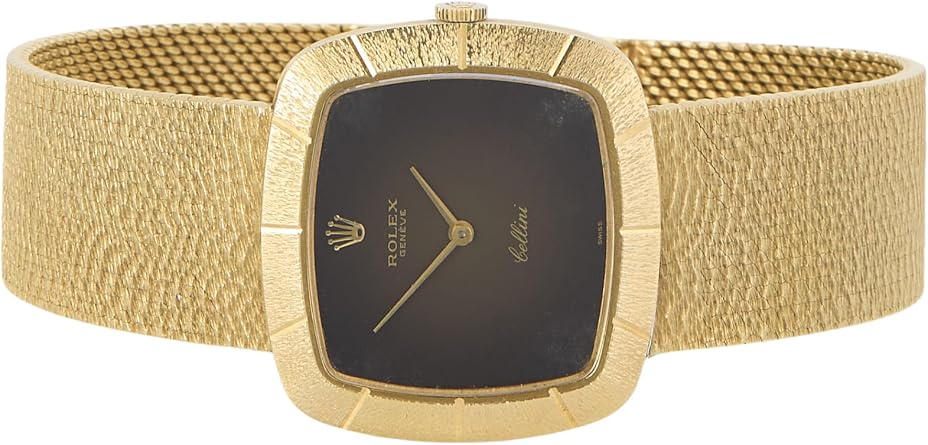 Pre-loved Black Dial Gold Cellini Cushion Bracelet Watch, Black