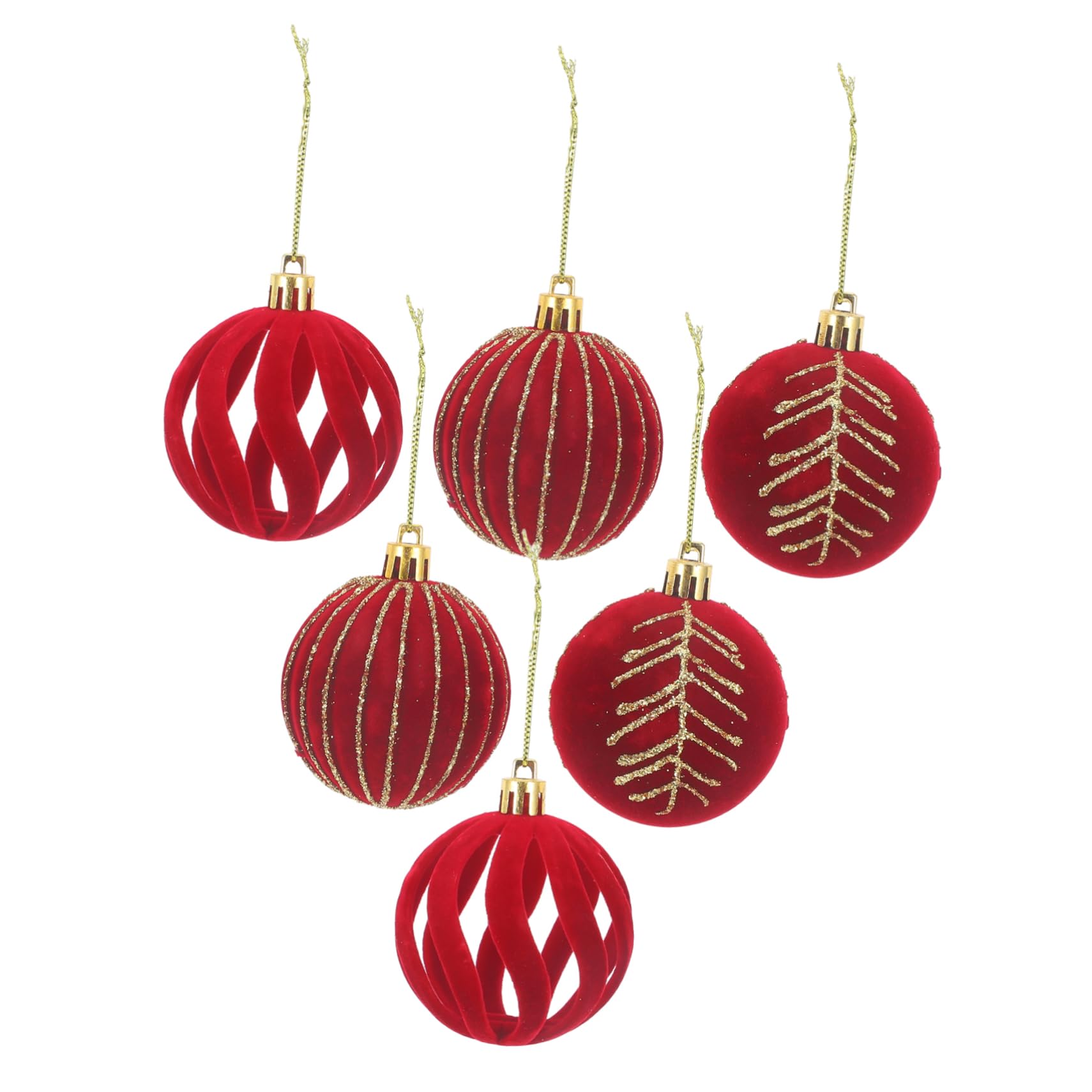 30 STK Christbaumschmuck Kugeln Beflockte Christbaumkugel Weihnachtsbaum-anhänger Schneeflockenkugeln Weihnachtsfeier Anhänger Urlaub Baumkugel Plastik Rot