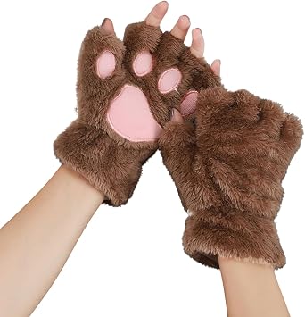 yolrdiw Therian Paws Cute Cat Paws Gloves Furry Fingerless Gloves Y2k Emo Stuff Cosplay Costume Accessories