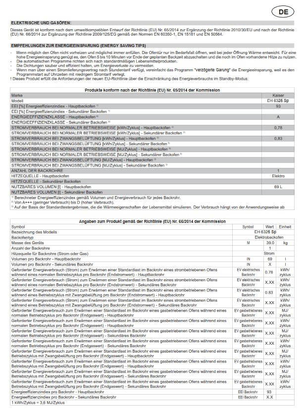 Kaiser Küchengeräte Backofen-Set EH 6326 SP+KCT 777 FI, Elektro Einabau Backofen, Autark, 79L, 10 Funktionen, + Induktions- Kochfeld 77 cm, Einbau Herd, 5 Kochzonen, Schwarzes Glas – Bild 6