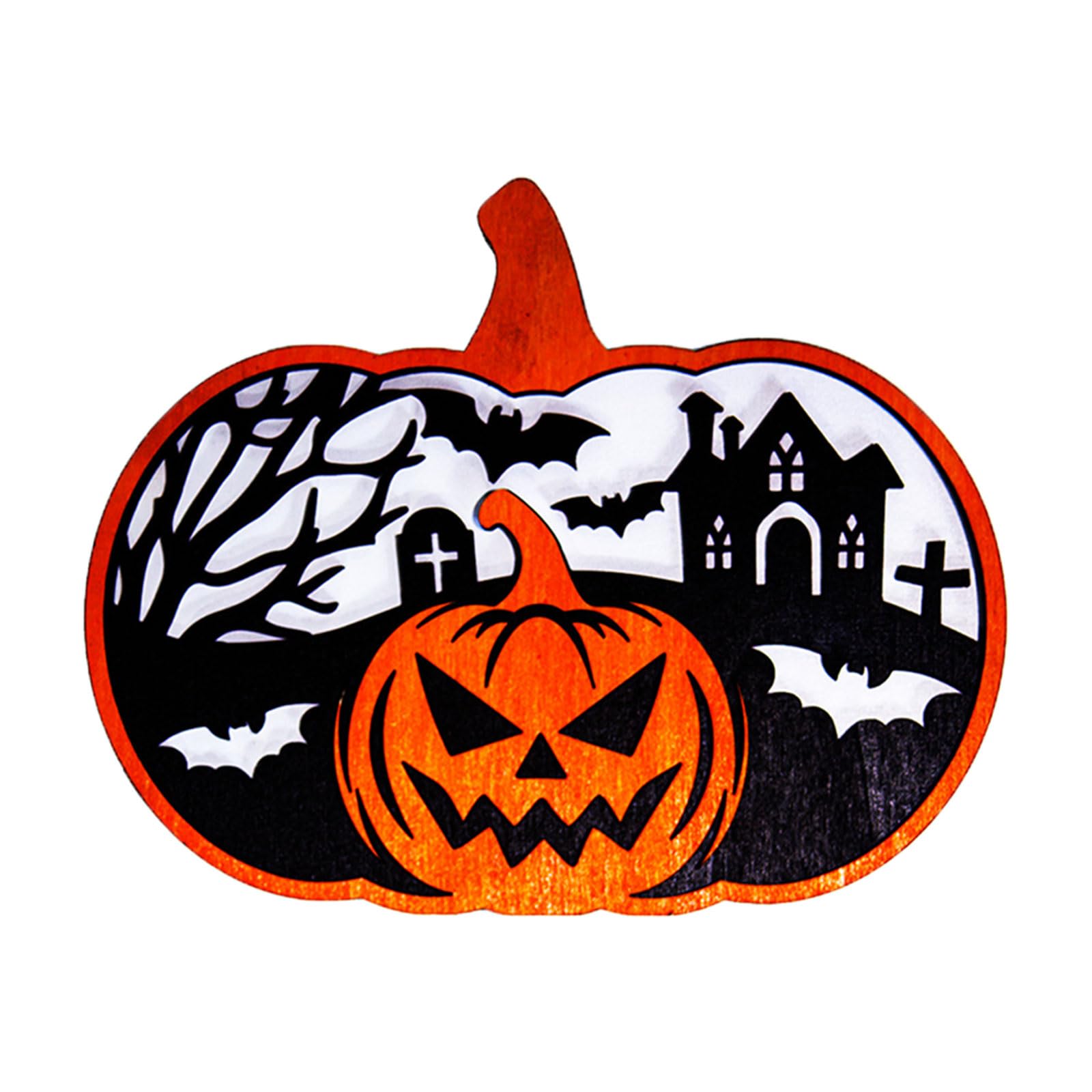 Terror Themed Wooden Hanging Specter Pumpkins Halloweens Decors Party Essential 18x15cm Sturdy Multi Use Festival Design Horror Theme Wooden Wall Decors