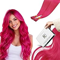 Vista 1 de RUNATURE Extensiones de cabello humano Itip rosa intenso de 22 pulgadas de largo, extensiones de cabello humano con punta en Itip, extensiones