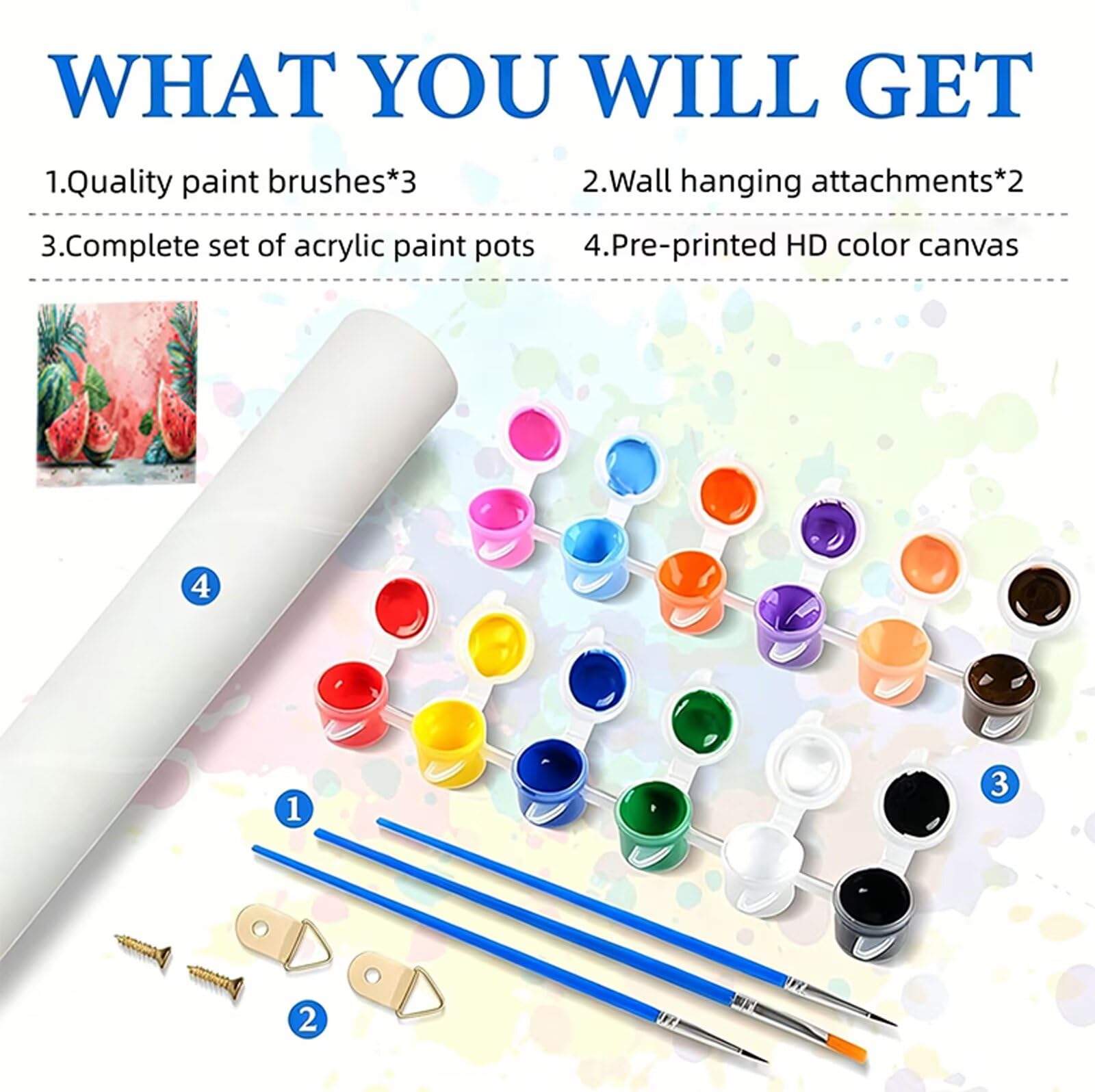 Malowanie numerami dla dorosłych arbuz numer lato DIY kolorowanie według numerów dla dorosłych 70 x 140 cm z pędzlami i akrylami, nieoprawiony, zestaw do ręcznego wykonania do dekoracji domu salonu