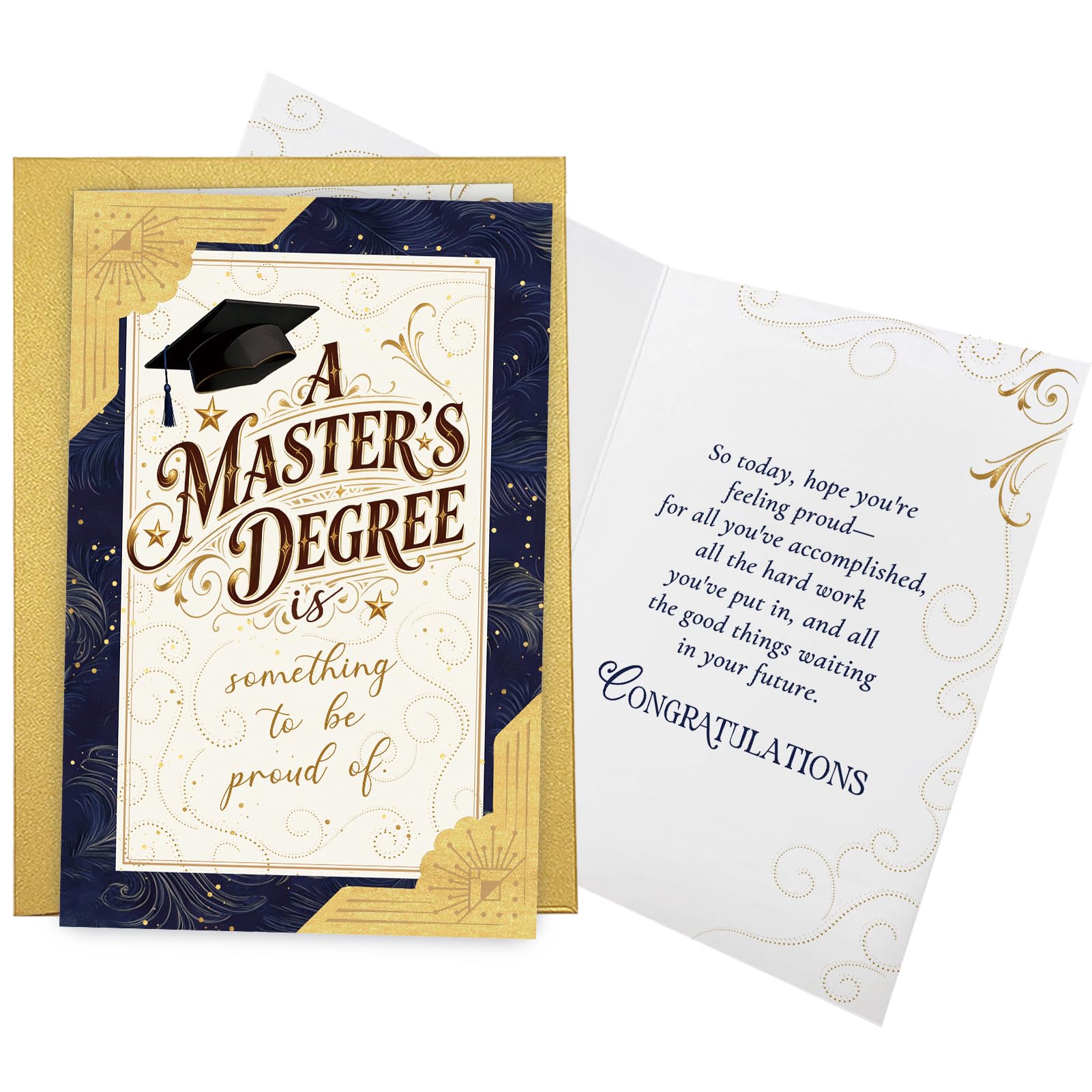 Qiliji Master's Degree Graduation Card, Masters Graduation Card Gift, Masters Degree Graduate Cards Gifts for Him Her, Master Congratulations Cards for Daughter Son Granddaughter Grandson