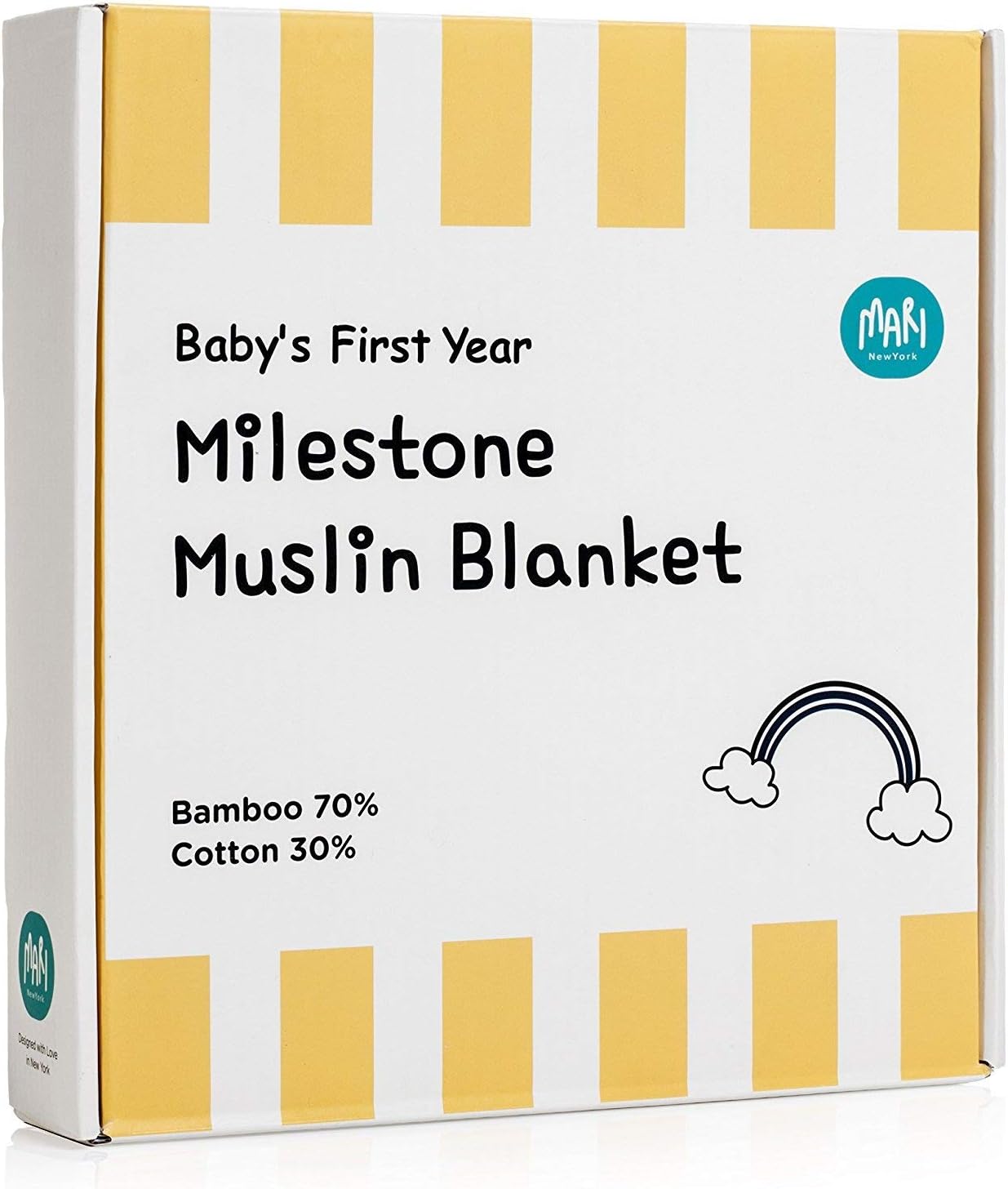 MARI New York Baby Milestone Blanket for Newborn Photo Props - First Year Monthly Milestone Photography Background For Growing Infant Boys & Girls – Luxurious Bamboo & Cotton Swaddling Blanket