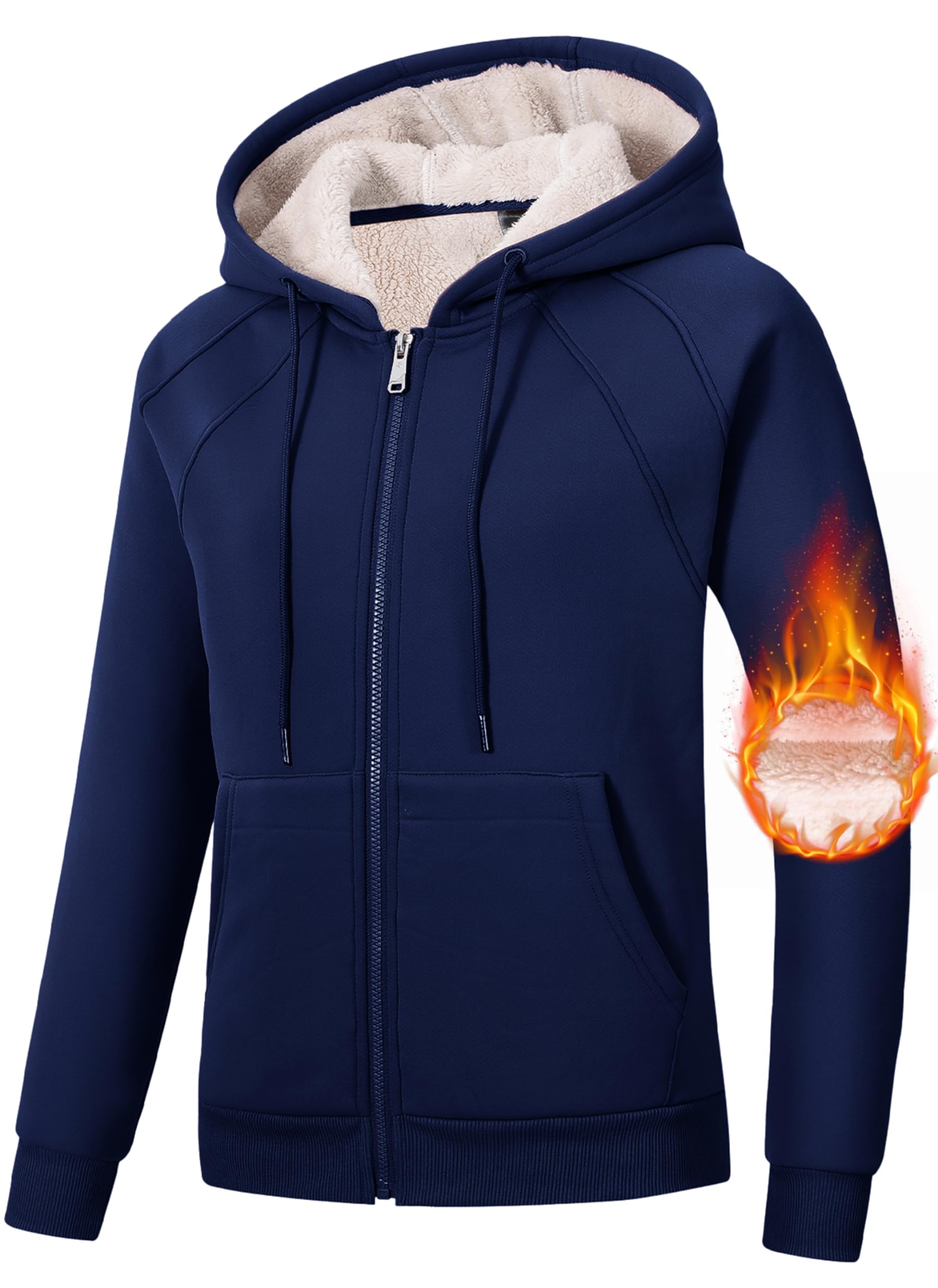 MoFiz Women's Fleece Zip Up Hoodie Warm and Cozy Sherpa Lined Sweatshirt Winter Hoodie Jackets for Women with Pockets