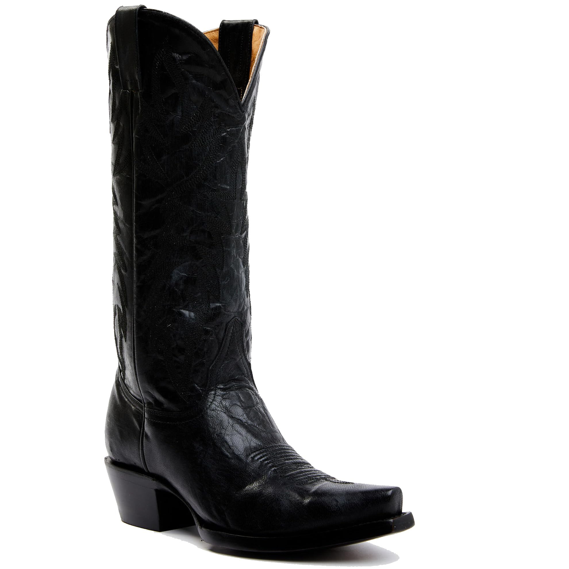 STALOV Cowboy Boots for Women Embroidered Chunky Heel Mid Calf Pointed Toe Pull On Western Fashion Cowgirl Boot