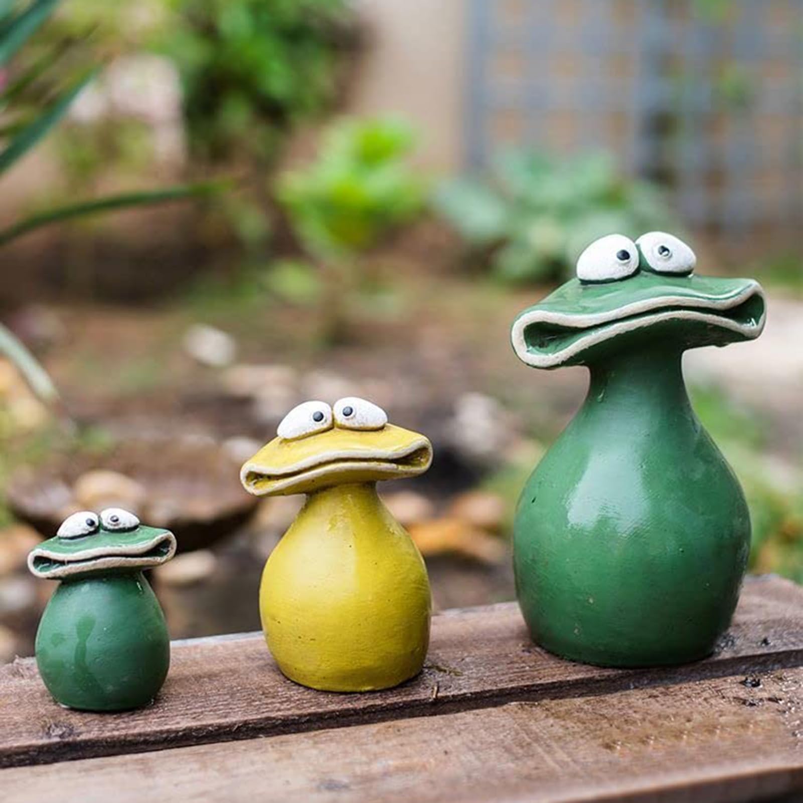 Grenouille Decorative, décoration extérieure Jardin, Statue de Grenouille en résine pour Balcon, Mini étang, décoration de terrasse,Set