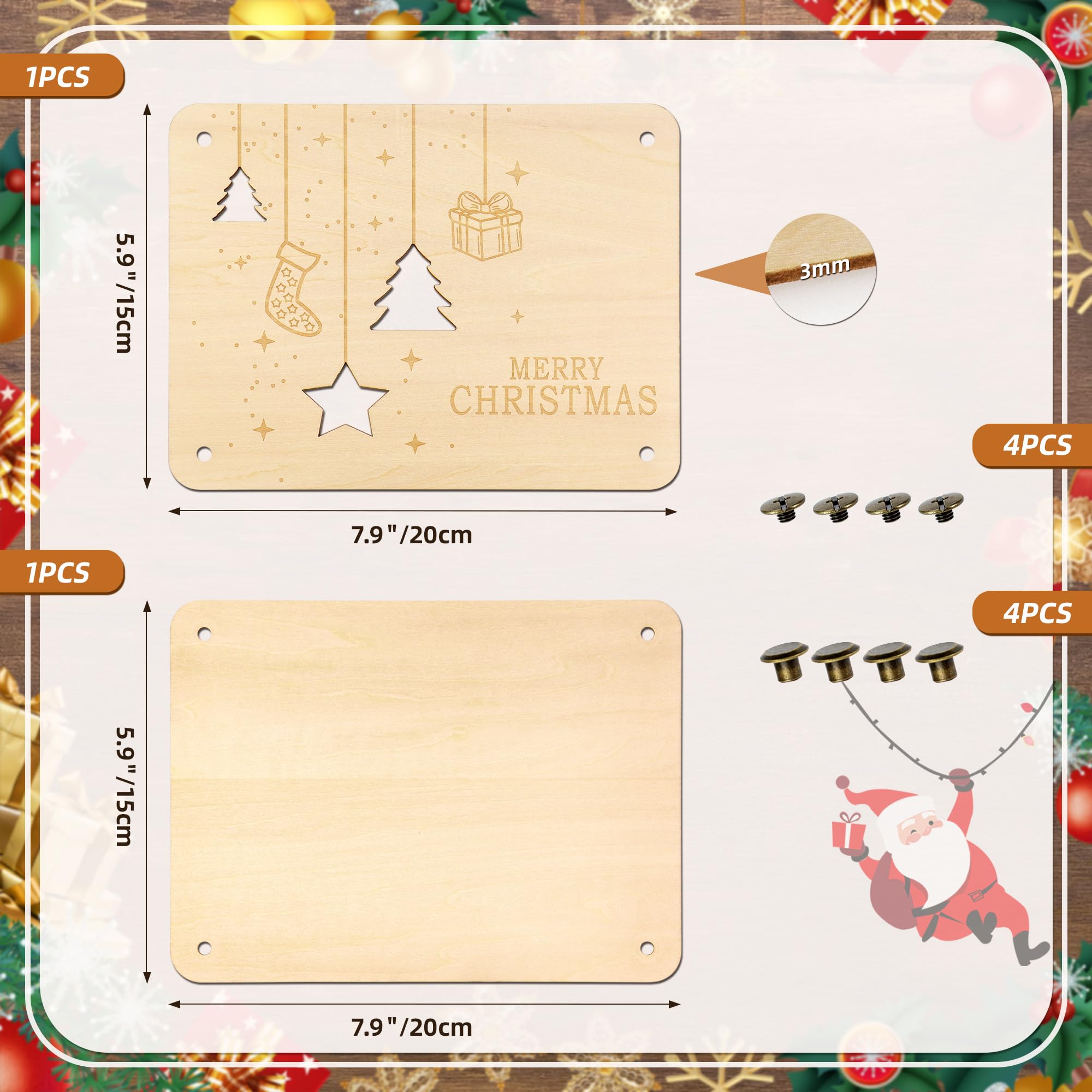 TAKULA Regalos de madera Navidad Dinero Regalo,Regalos de Dinero Embalaje,Tarjetas de felicitación de Navidad|Feliz Navidad