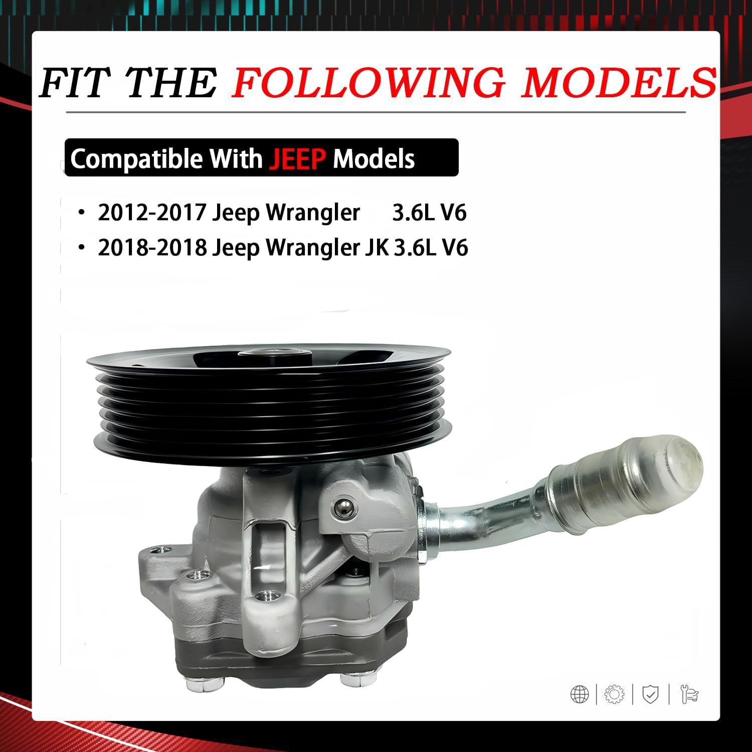 20-1039 Power Steering Pump with Pulley Compatible with Jeep Wrangler 2012-2017, Wrangler JK 2018, Gas Power Assist Pump Replaces 5154400AC 961039