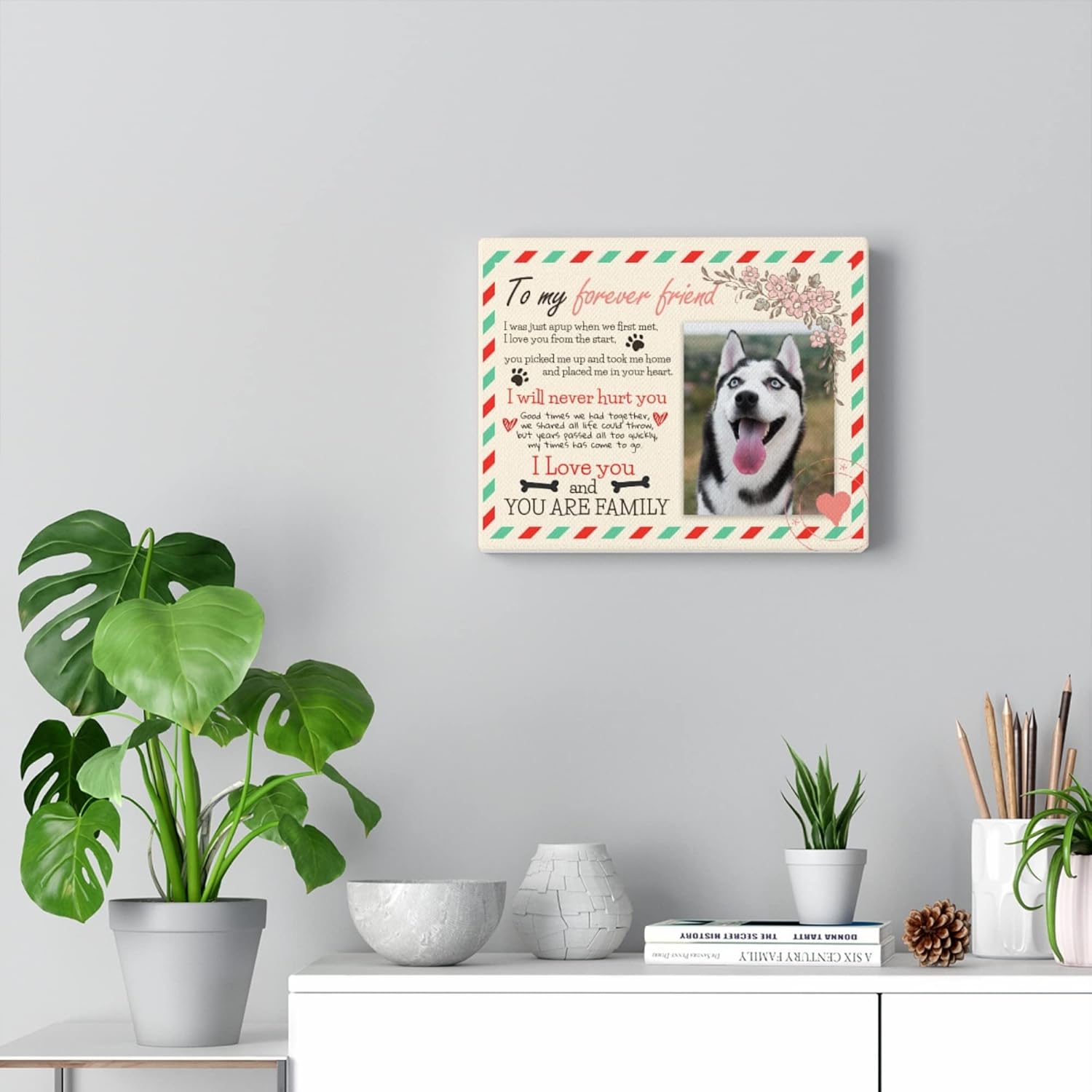 Personalized Dog Remembrance Postal Poster for Dog Mom Dad Customized Dog Picture Bereavement Sympathy Canvas Art for Pet Owners Personalized Pet Loss Framed Memorial Wall Decoration (18x24 Framed)