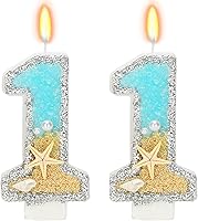 Vista 1 de Vela de cumpleaños número 11 para pastel, velas de cumpleaños número 11 de estrellas de mar de playa, velas de cumpleaños número 11 de 2.76