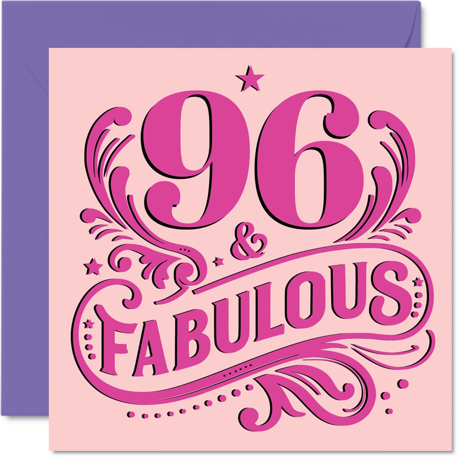 96th Birthday Cards for Women - Fabulous - Happy Birthday Card for 96 Year Old Woman Nana Nan Nanny Gran, 145mm Bday Greeting Cards