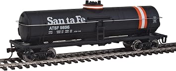 Walthers Trainline Tank Car-Ready to Run-Atchison, Topeka & Santa Fe #98016 Black, Orange & White Stripes 931-1444 HO Scale Model Railroad - Freight Model