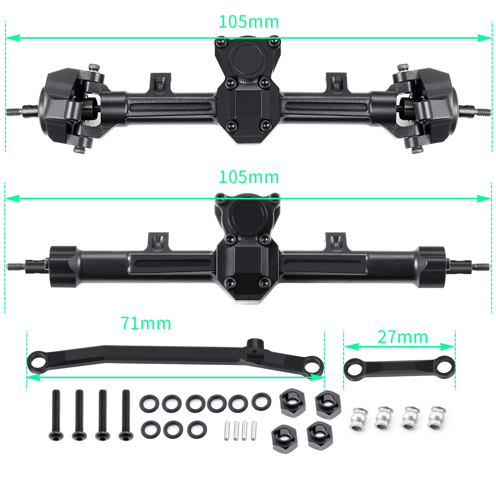 ZuoLan Aluminium Front Axle Rear Axle RC Axles +4 mm Extended for Axial SCX24 Deadbolt JLU C10 Gladiator 1/24th RC Crawler Car Upgrades Parts - Image 2
