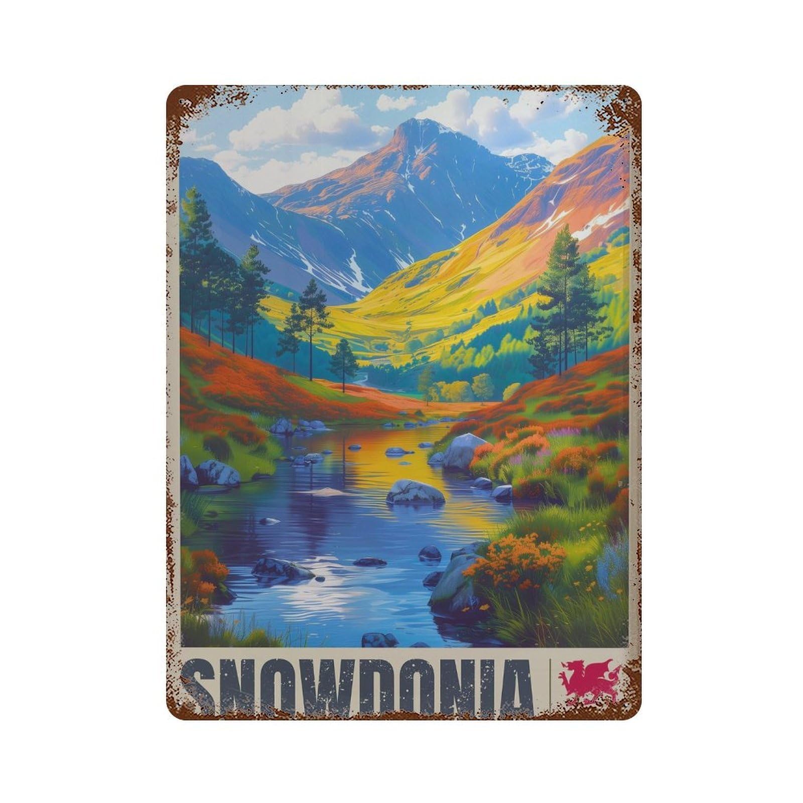 xiaoxiaoshen Snowdonia Travel Wales Wall Decor Art Metal Tin Poster Modern Home Decor Art Home Bar Shop Decorations Vintage Sign 40x30cm