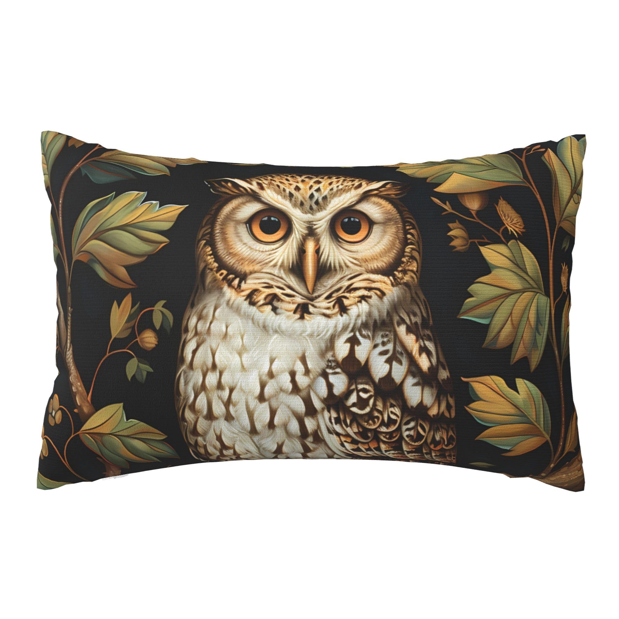 Keebik William Morris Style Vintage Flowers Animal Owl Throw Pillow Cover Soft Decorative Throw Pillowcases Cushion Case for Home Decor Living Room
