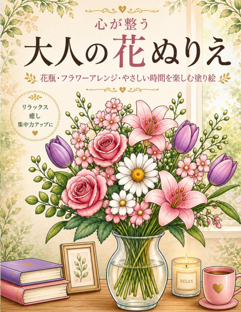 心が整う 大人の花ぬりえ: 花瓶・フラワーアレンジ・やさしい時間を楽しむ塗り絵