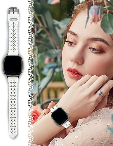 Miniatura 3 de Ginkgonut Hermosa correa deportiva delgada de silicona compatible con Fitbit Sense  Versa 3  Versa 4  Sense 2 bandas para mujer, correa de repuesto