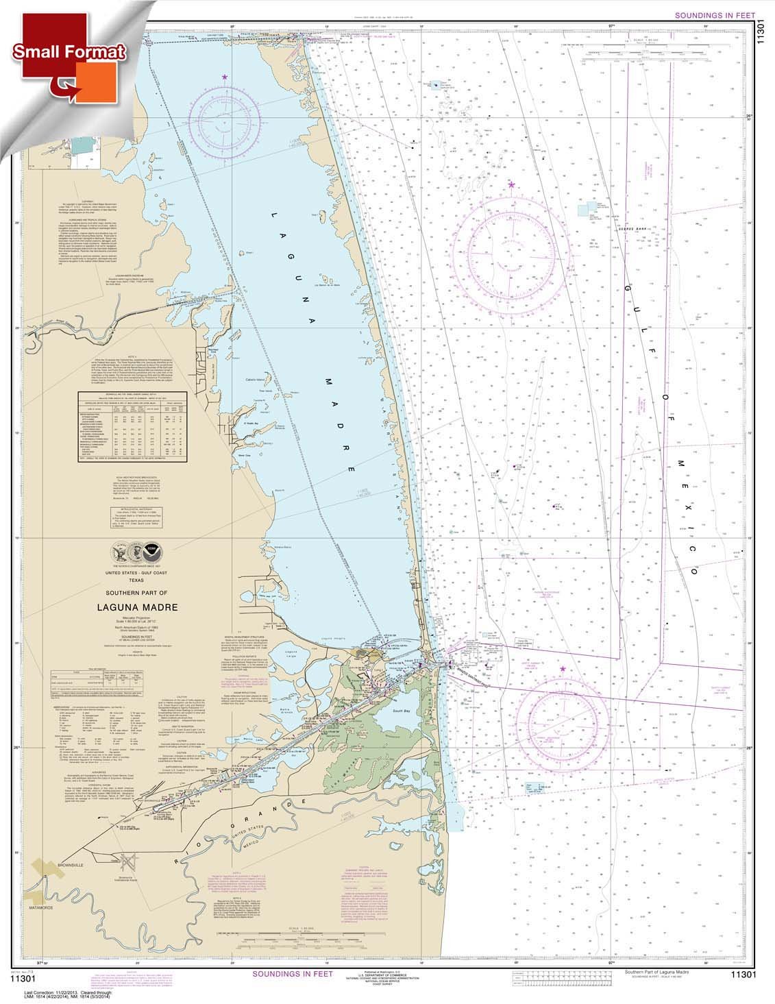NOAA Chart 11301: Southern Part of Laguna Madre 21.00 x 27.19 (Small Format Waterproof)