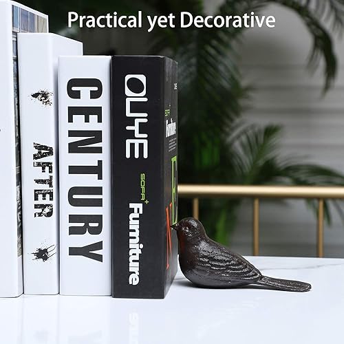 Miniatura 4 de Tope de puerta decorativo para el suelo, topes de puerta de hierro fundido antiguo, lindo tapón de puerta de pájaro de cuña resistente para mantener