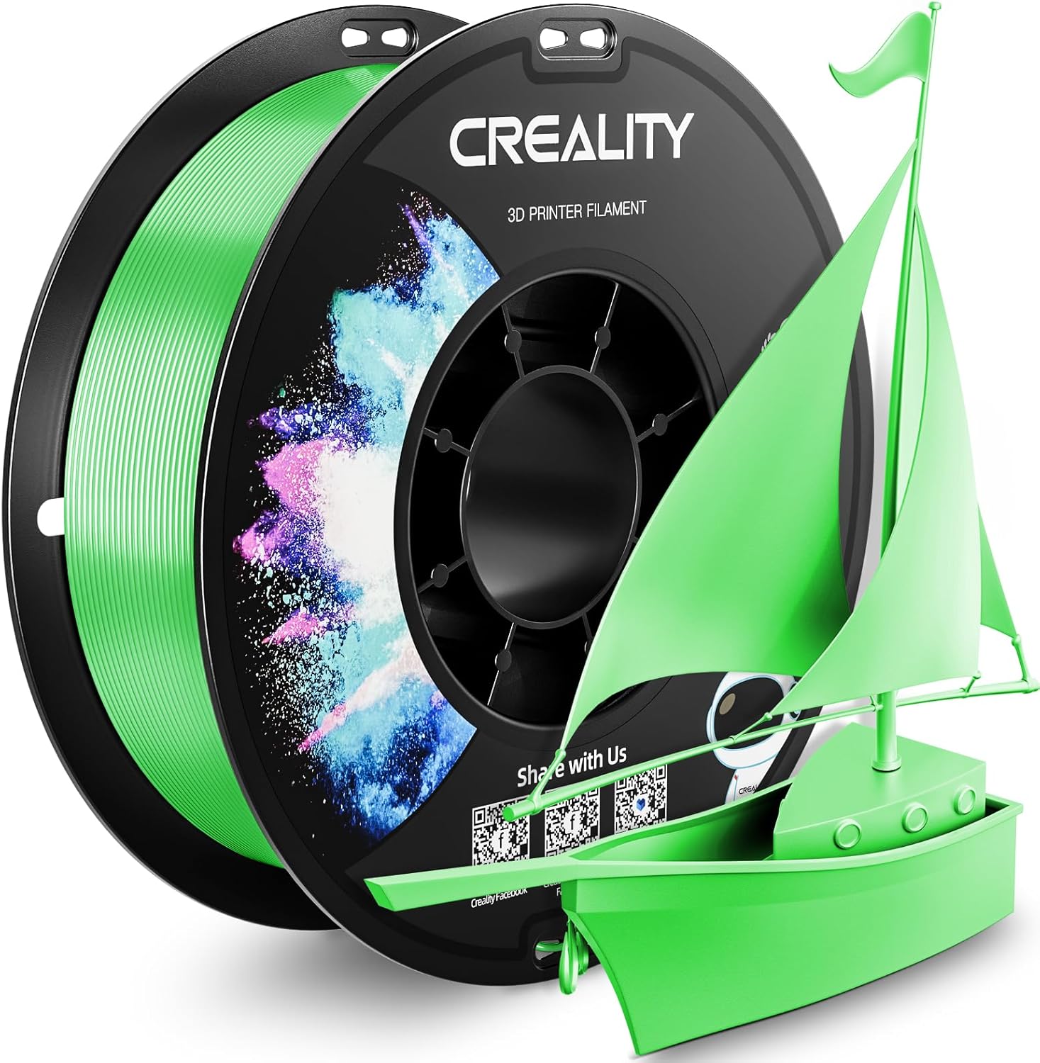 CREALITY PETG Filament 1.75mm 3D Printer Filament, 1kg (2.2lb) Neatly Wound Spool, Dimensional Accuracy ±0.03mm, 2025 Latest Batch, Fit for Ender, Bambu Lab, Anycubic,ELEGOO FDM Printers, Green