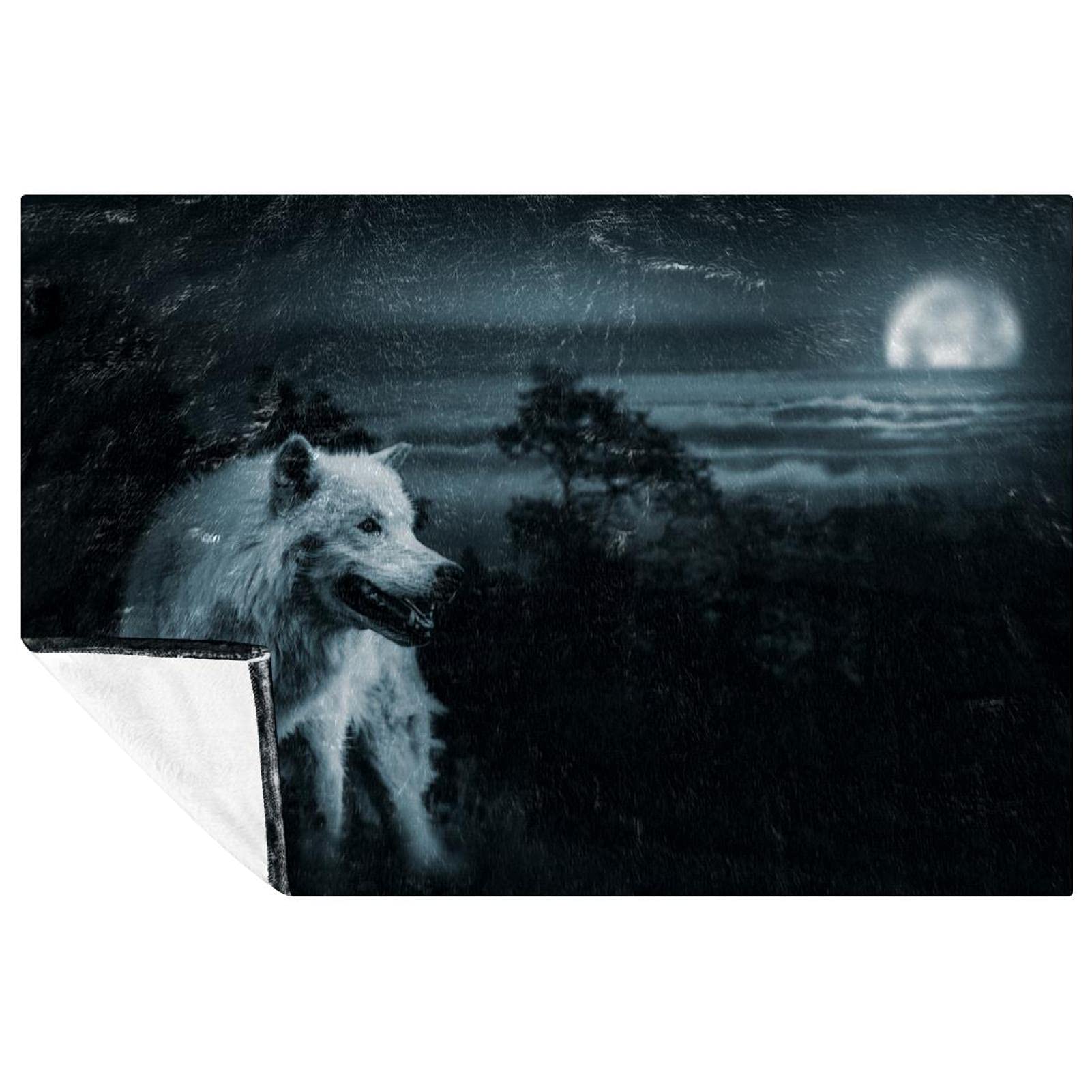 Couverture chaude loup blanc pour ne plus avoir froid au camping