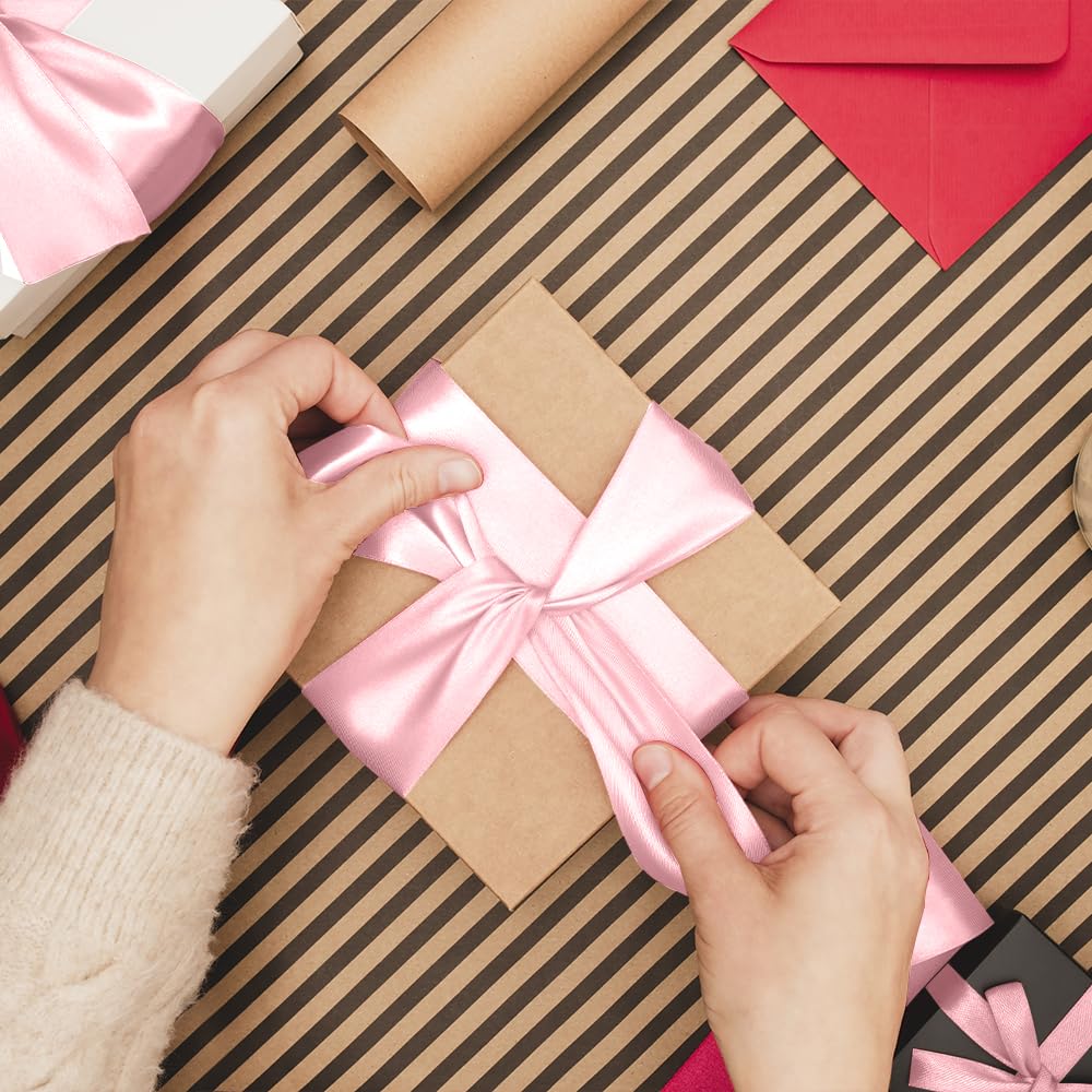 Baby Pink Ribbon Ribbons for Gift Wrapping 4cm*23m Light Pink Ribbon Christmas for Balloons Pastel Streamers Satin Wedding Decorations Thick Ribbons for Crafting Wedding Card Box Hair - Image 4
