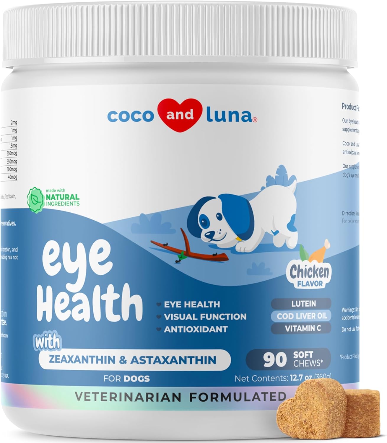 Eye Support for Dogs – 90 Soft Chews – Dog Supplements for Vision, Eye Vitamins for Dogs, with Cod Liver Oil Antioxidant, Dog Omega Supplement, Omega 3 EPA and DHA Fatty Acids. Eye Support for Dogs – 90 Soft Chews – Dog Supplements for Vision, Eye Vitamins for Dogs, with Cod Liver Oil Antioxidant, Dog Omega Supplement, Omega 3 EPA and DHA Fatty Acids.