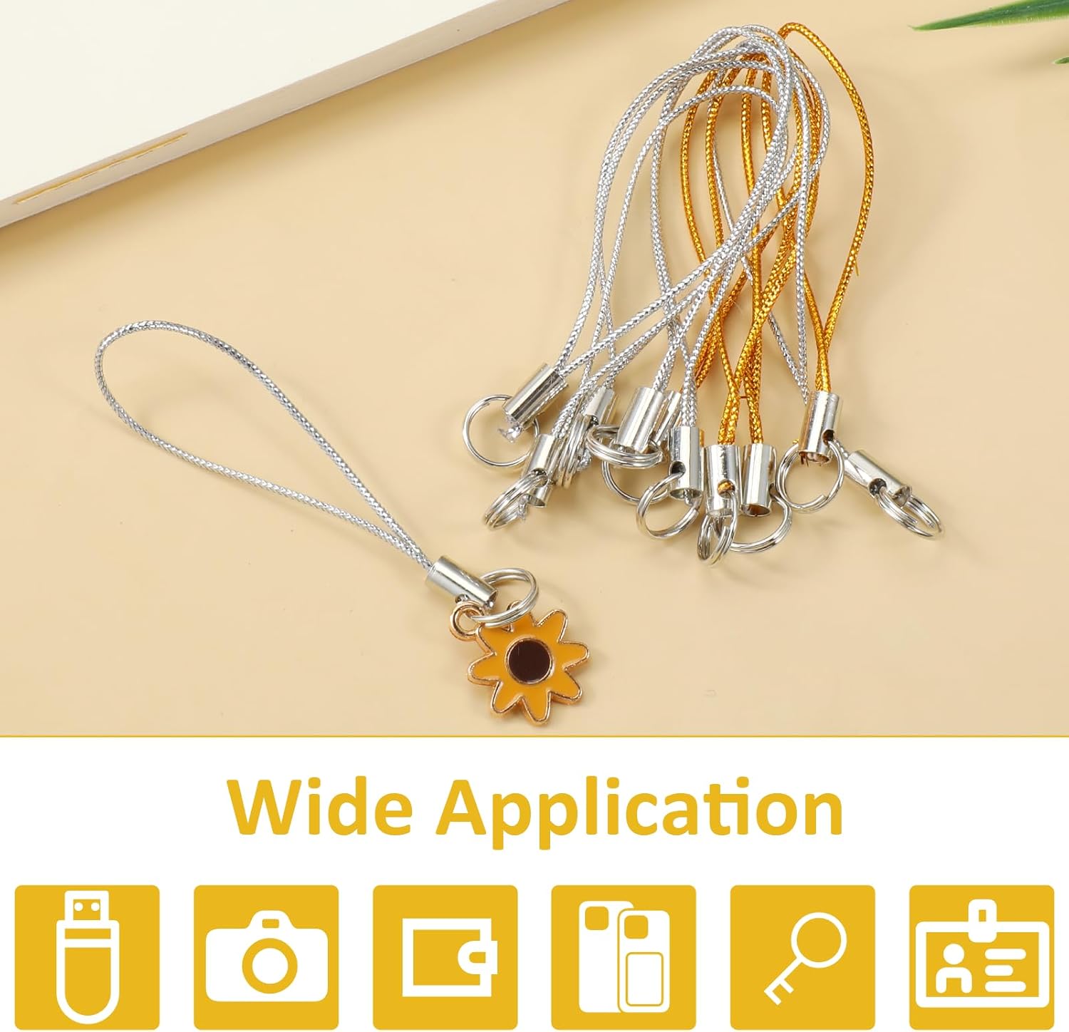 100 Pcs Phone Charm Strap with Split Ring, 58 mm Keychain String Split Ring Cords Polyester Lanyard String for Cellphone Charm USB Drive MP3 Keychain DIY Decorations - Image 4