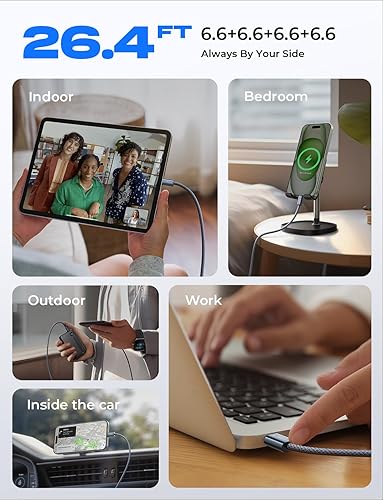 Vista 22 de LISEN Cable USB C a USB C de carga rápida de 240 W tipo C, cable de carga rápida tipo C, cables de seguridad de computadora para iPhone 17 16 iPad