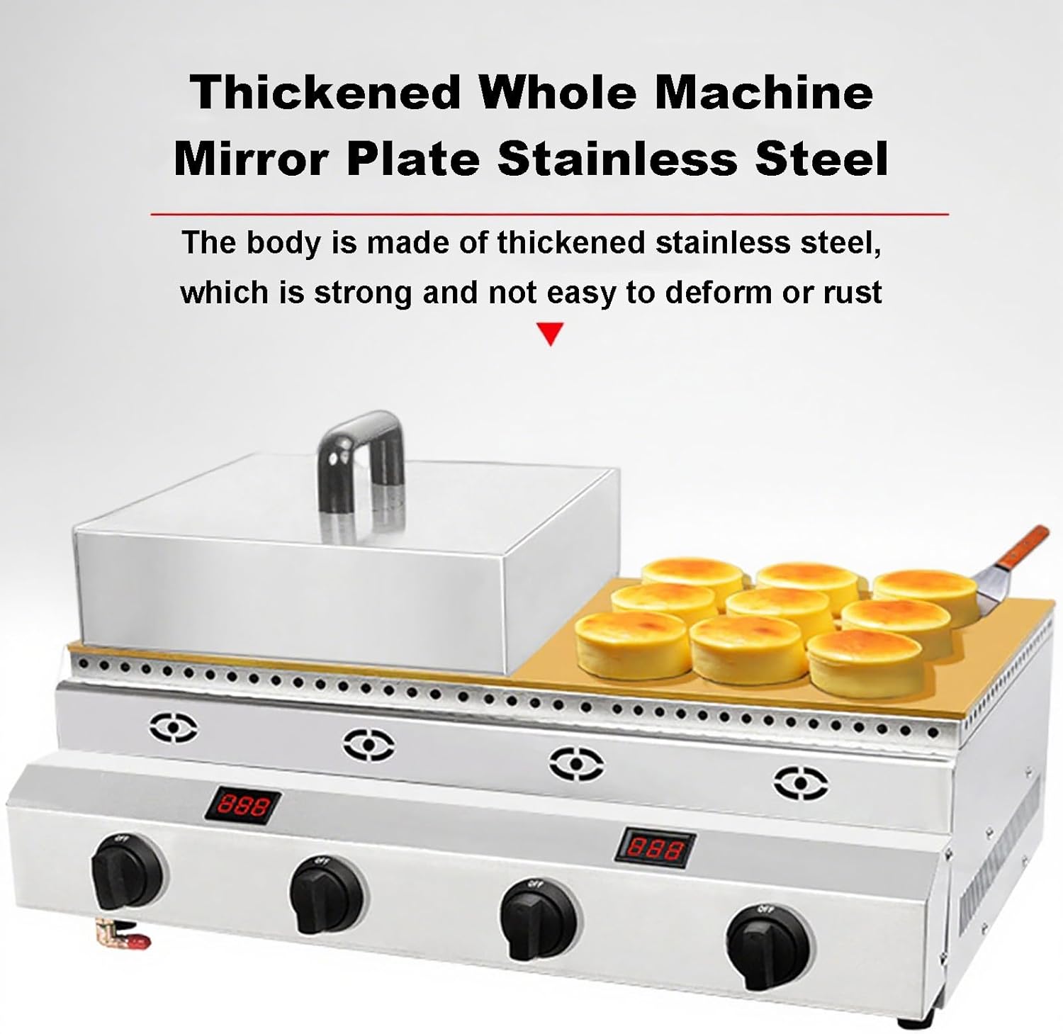 Commercial Gas Griddle, Pancake Maker, Souffle Maker, Dorayaki Baker, Muffin Making Machine, with Copper Heating Plate, for Home Kitchen Restaurant Bakery Snack Bar A