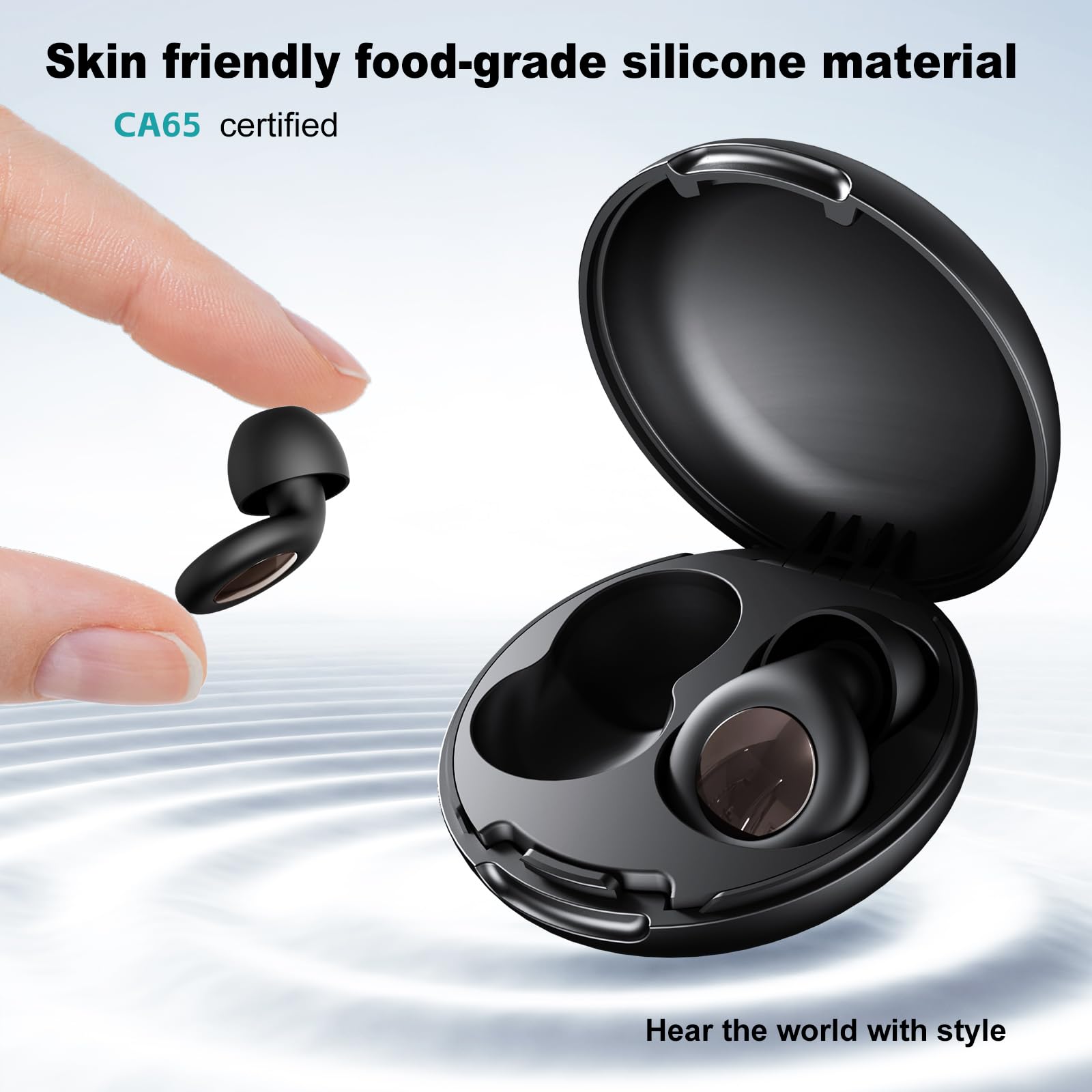 Tapones para los oídos para dormir con cancelación de ruido, tapones reutilizables de silicona suave para dormir, conciertos, trabajo, viajes, protección auditiva -reducción de 30 dB, incluye estuche