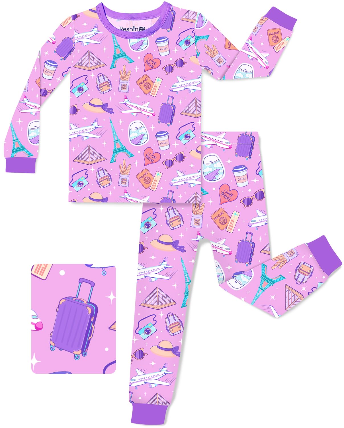 babee Reshinee Bamboo Viscose Toddler Girls Kids Pajamas Unicorn Mermaid Pjs Long Sleeve Snug fit 12M-8Y 2pcs Soft Jammies