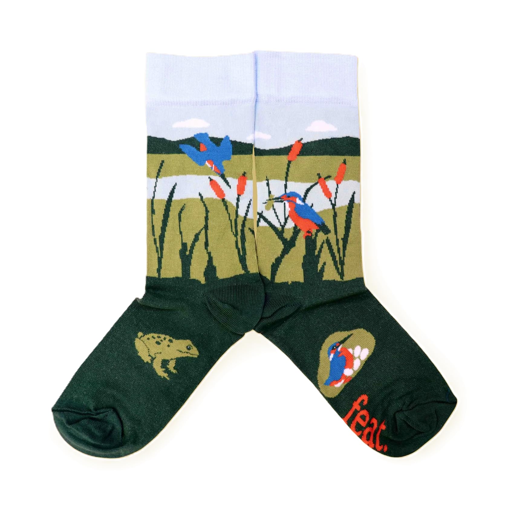 Feat Sock Co Unisex Kingfisher Birds Cotton Crew Socks, Uk Sizes 8-11