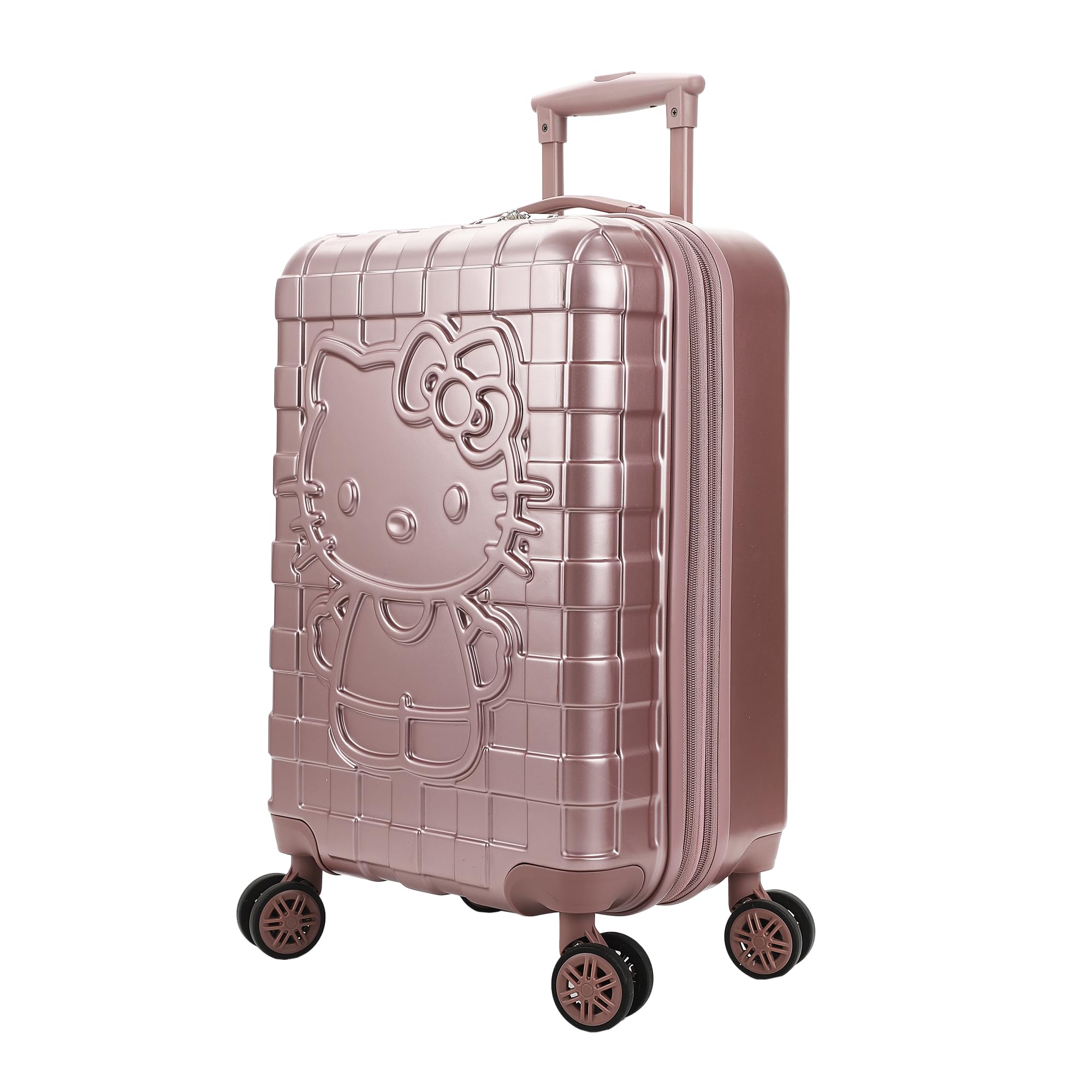 Bioworld Hello Kitty Character Print Pink Plaid 20" Adult Hardside Carry-on Rolling Luggage