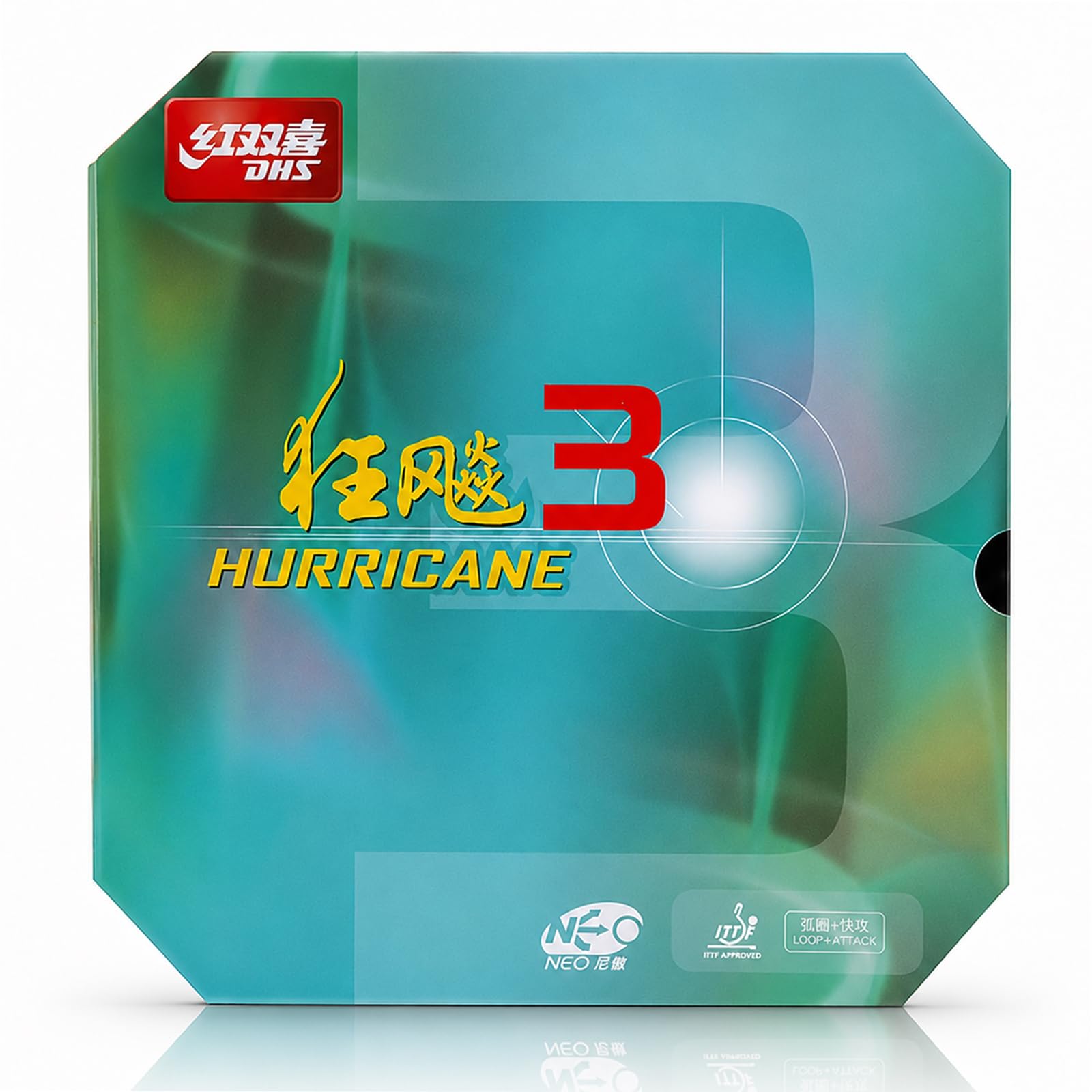 DHS Hurricane 3-NEO Table Tennis Rubber Sheet, Professional Ping Pong Rubber, Plastic Material, 7.2 x 6.93 Inches