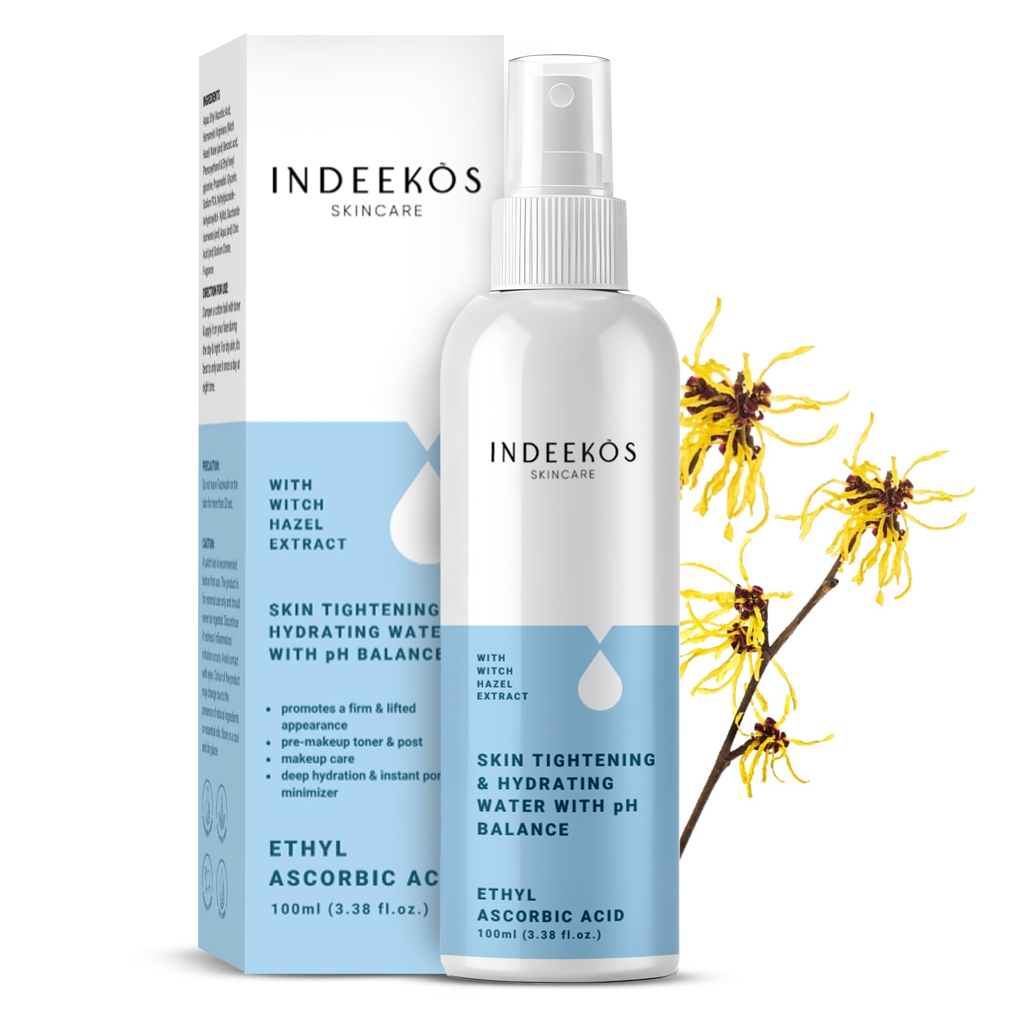 Pore Tightening Toner, Hydrating Water, Enhances Glow, and Refines Complexion, Enriched with Witch Hazel Extracts, Alcohol Free, Ideal for Women, For All Skin Types, 100ml