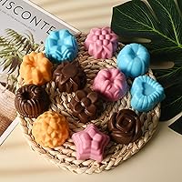 Vista 5 de Sakolla Paquete de 3 moldes de silicona de flores, 12 cavidades de diferentes formas para chocolate, cupcakes, dulces, gelatina, cubitos de hielo