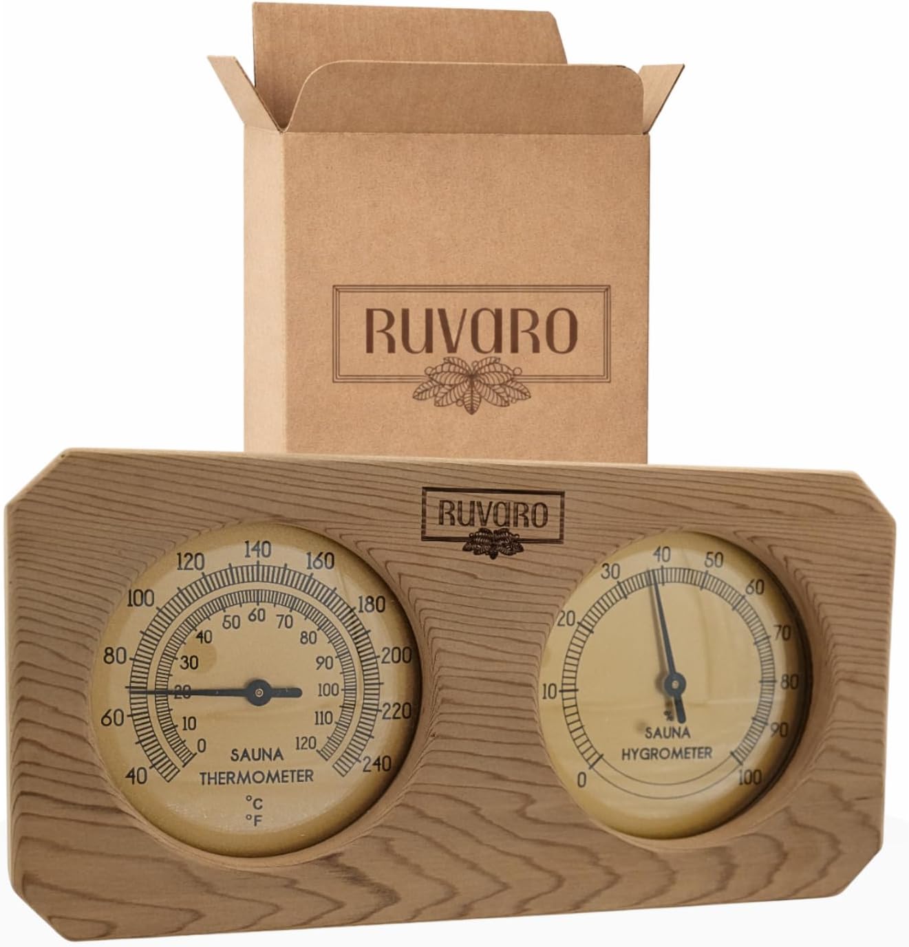 Sauna Thermometer and Hygrometer 2-in-1 – Handcrafted from Canadian Red Cedar Wood - Analog Temperature & Humidity Gauge – Fahrenheit & Celsius – Premium Glass Dial – Luxury Sauna Accessories