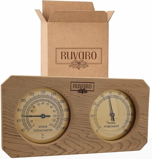 Sauna Thermometer and Hygrometer 2-in-1 – Handcrafted from Canadian Red Cedar Wood - Analog Temperature & Humidity Gauge – Fahrenheit...